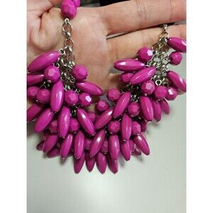 Simple Addiction bright pink statement necklace 21-24"